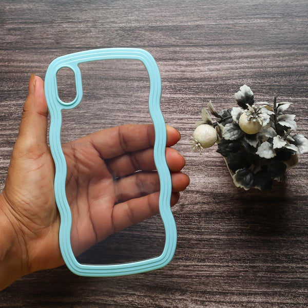 Light Blue Zig Zag Frame Silicon Case for Apple Iphone Xr