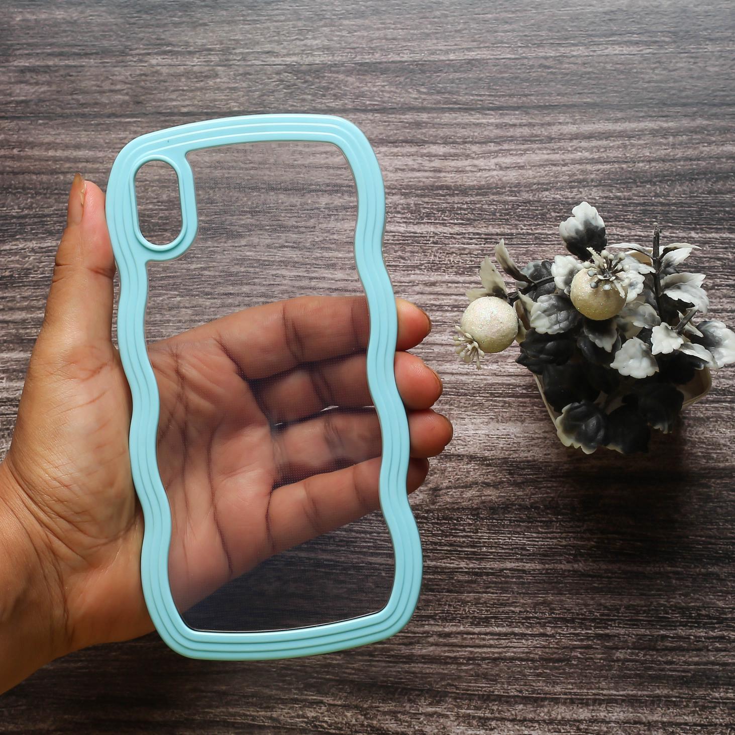 Light Blue Zig Zag Frame Silicon Case for Apple Iphone X\xs