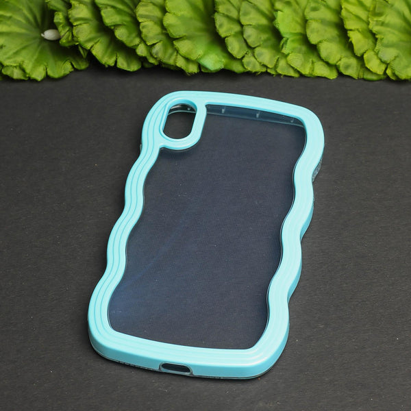 Light Blue Zig Zag Frame Silicon Case for Apple Iphone X\xs