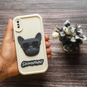 Cream SHOUNENN BLACK BULLDOG  Silicone case for Apple iphone X/Xs