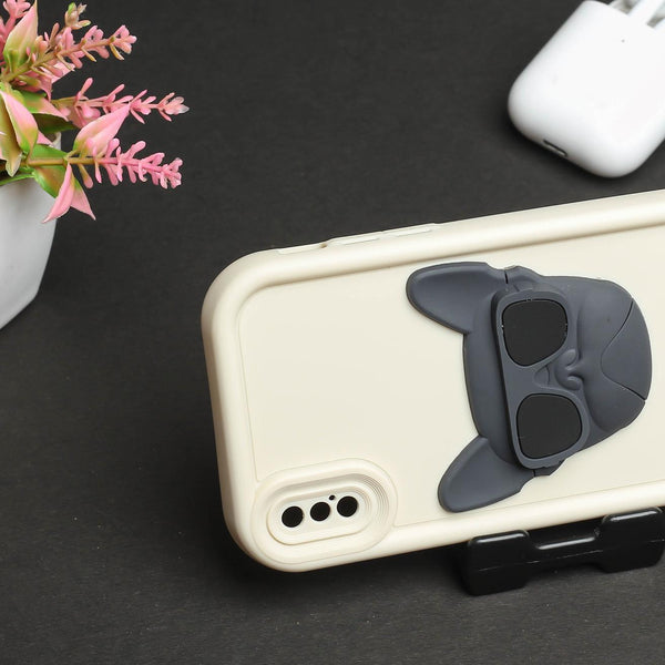 Cream SHOUNENN BLACK BULLDOG  Silicone case for Apple iphone X/Xs