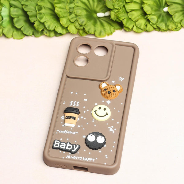 Brown COFFEE (ALWAYS HAPPY) Silicone case for Vivo T2 Pro