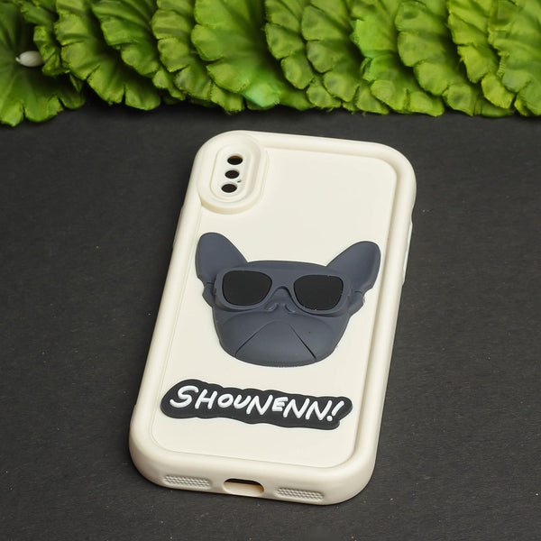 Cream SHOUNENN BLACK BULLDOG  Silicone case for Apple iphone X/Xs