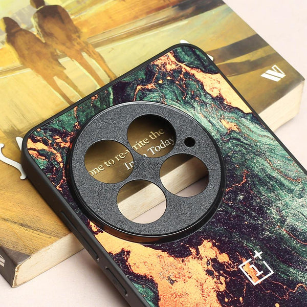 Green Golden elegance marble metal back case for OnePlus 13