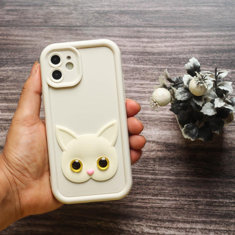 Cream Cute Cat Silicone case for Apple iphone 11