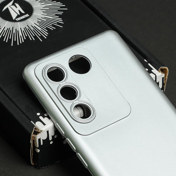 Silver Metallic Finish Silicone Case for Vivo V27 Pro 5G