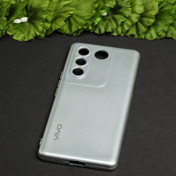 Silver Metallic Finish Silicone Case for Vivo V27 Pro 5G