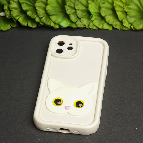 Cream Cute Cat Silicone case for Apple iphone 11