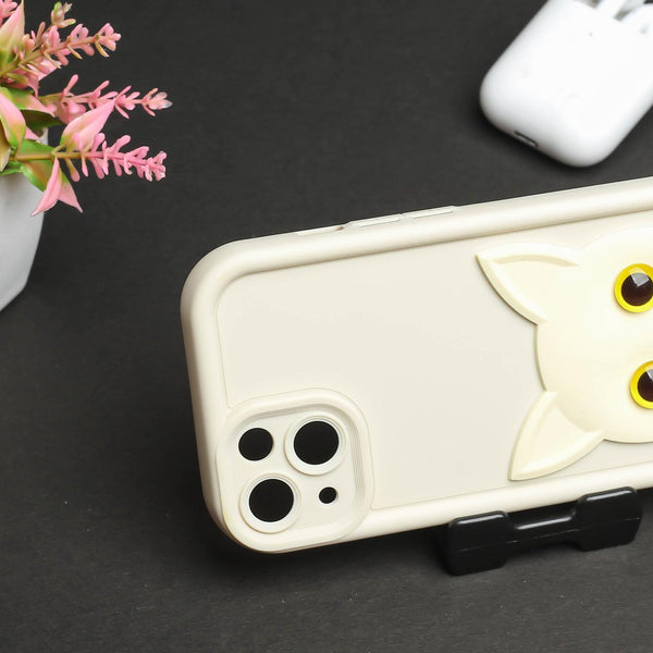 Cream Cute Cat Silicone case for Apple iphone 14