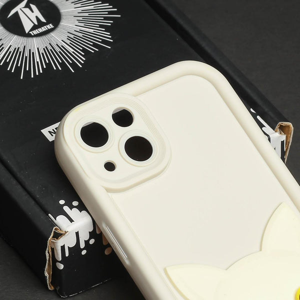 Cream Cute Cat Silicone case for Apple iphone 14