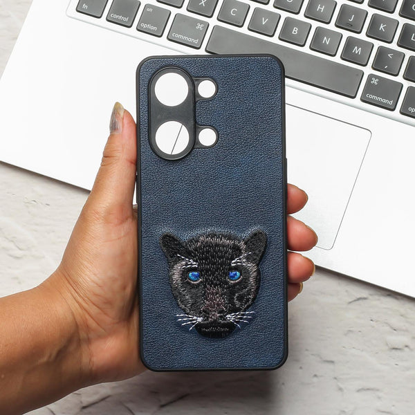 Dark Blue Leather Black Panther Ornamented for Oneplus Nord 3