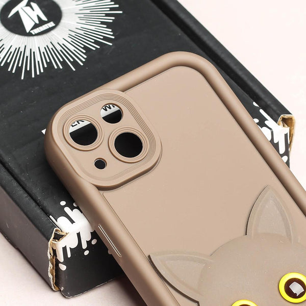 Dark Brown Cute Cat Silicone case for Apple iphone 14