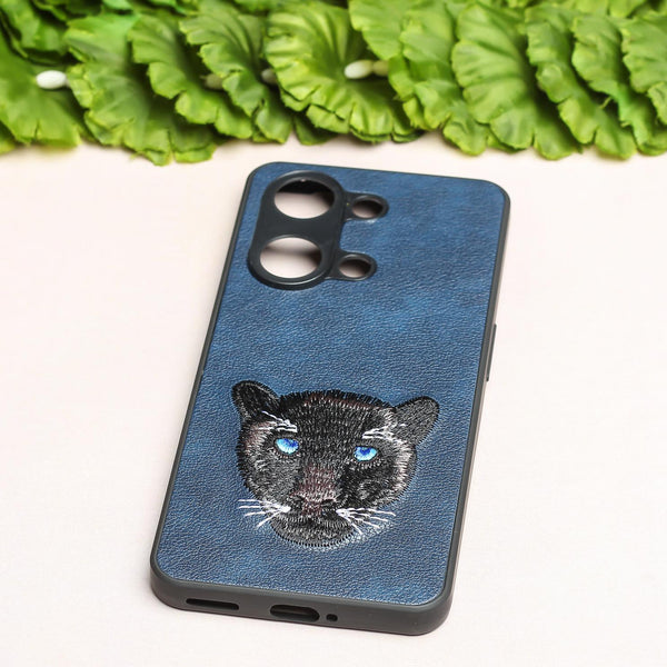 Dark Blue Leather Black Panther Ornamented for Oneplus Nord 3