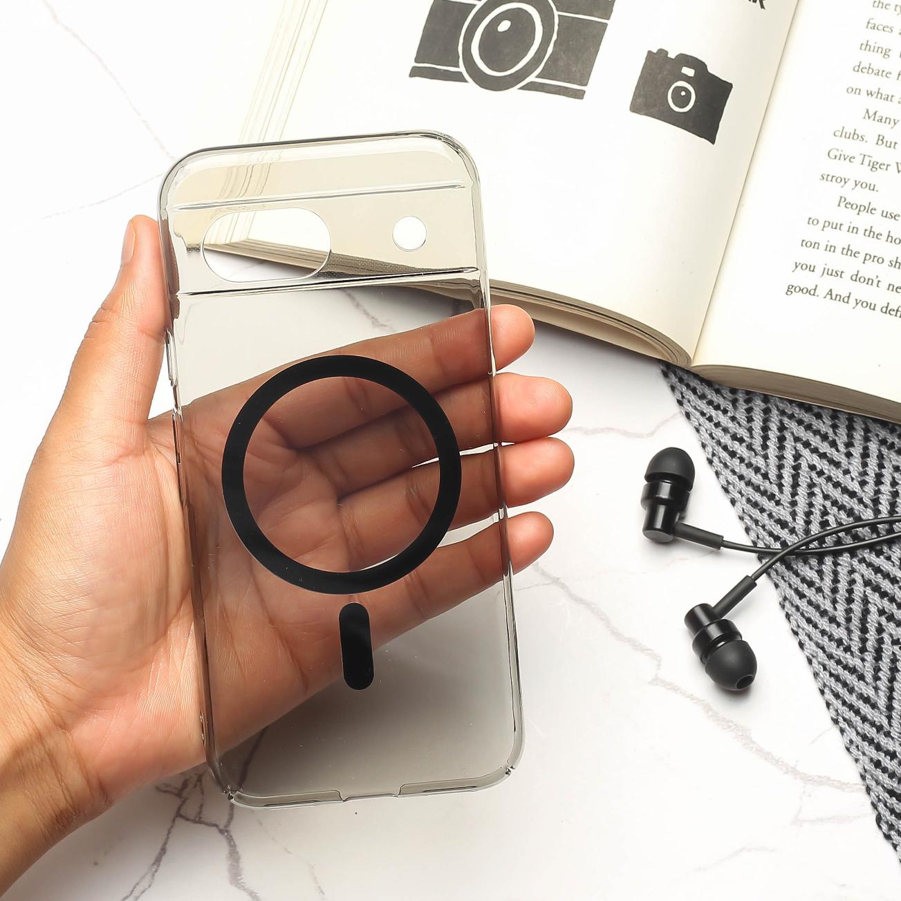 Black Shine Magsafe Transparent Case for Google Pixel 6a