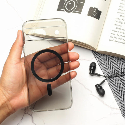 Black Shine Magsafe Transparent Case for Google Pixel 6a