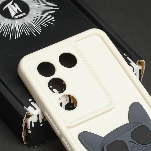 Cream SHOUNENN BLACK BULLDOG Silicone case for Vivo V27 Pro