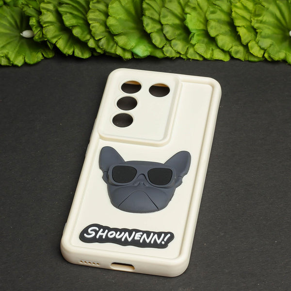 Cream SHOUNENN BLACK BULLDOG Silicone case for Vivo V27 Pro