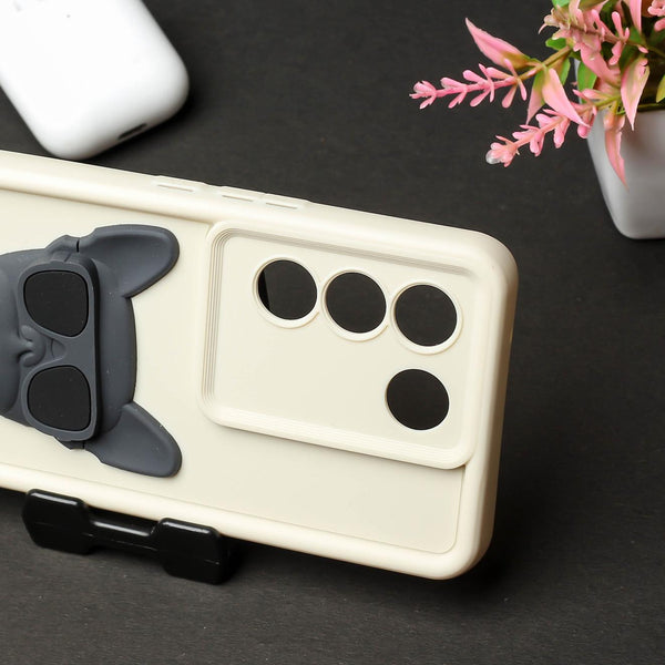 Cream SHOUNENN BLACK BULLDOG Silicone case for Vivo V27 Pro