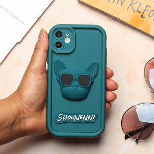 Green SHOUNENN BULLDOG Silicone case for Apple iphone 11