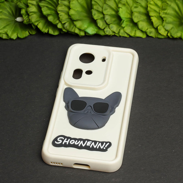 Cream SHOUNENN BLACK BULLDOG Silicone case for Oppo Reno 11