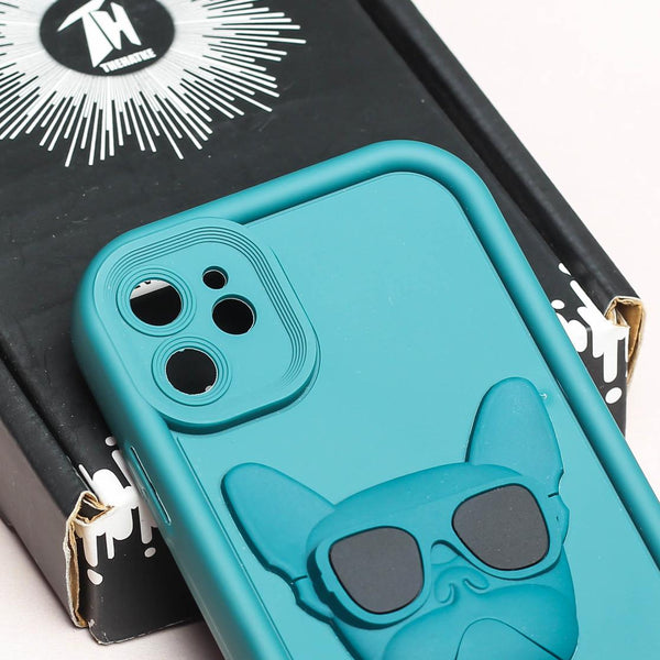 Green SHOUNENN BULLDOG Silicone case for Apple iphone 11