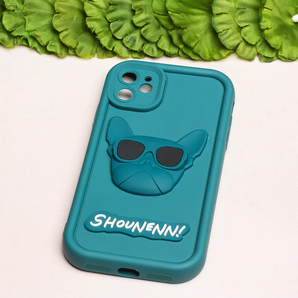 Green SHOUNENN BULLDOG Silicone case for Apple iphone 11