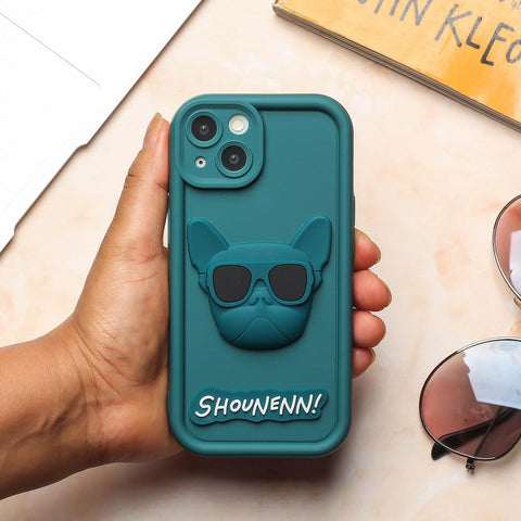 Green SHOUNENN BULLDOG Silicone case for Apple iphone 13