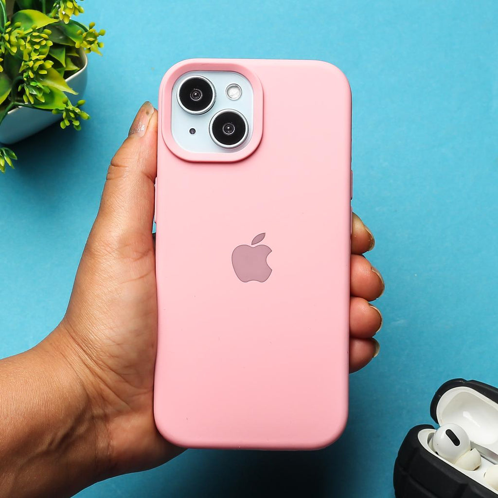 Pink Original Silicone case for Apple iphone 15 The Hatke Pink Original Silicone case for Apple iphone 15 The Hatke