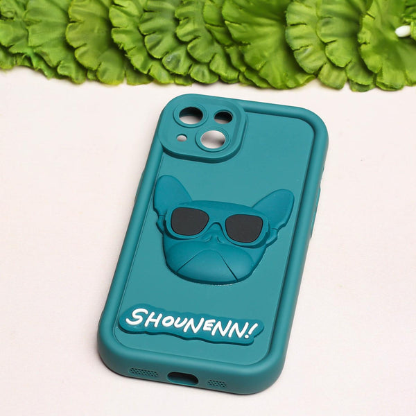 Green SHOUNENN BULLDOG Silicone case for Apple iphone 14