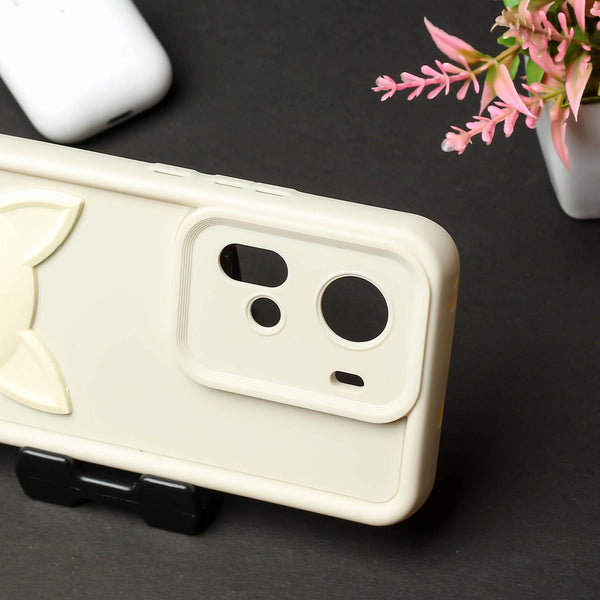 Cream Cute Cat Silicone case for Oppo Reno 11