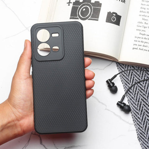 Black Line Wave Silicone Case for Vivo V25