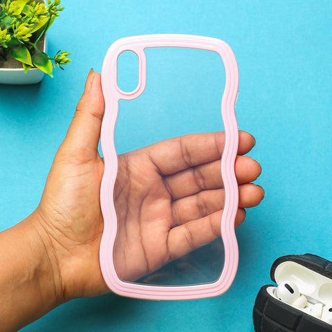 Pink Zig Zag Frame Silicon Case for Apple Iphone Xr