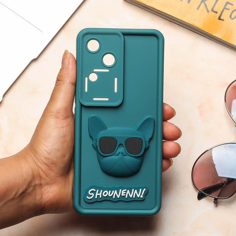 Green SHOUNENN BULLDOG Silicone case for Vivo V30