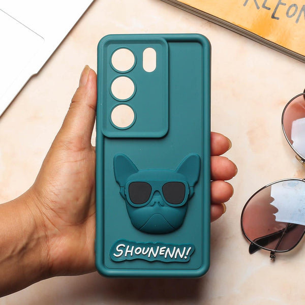 Green SHOUNENN BULLDOG Silicone case for Vivo V29