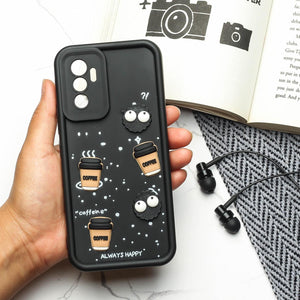 Black COFFEE (ALWAYS HAPPY) Silicone case for Vivo V23e