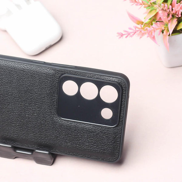 Raised Edges Black Leather Case for Vivo Y200