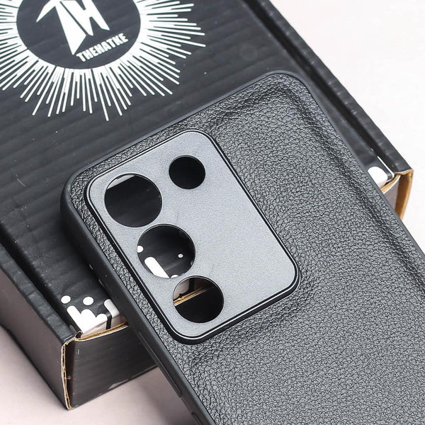 Raised Edges Black Leather Case for Vivo Y200