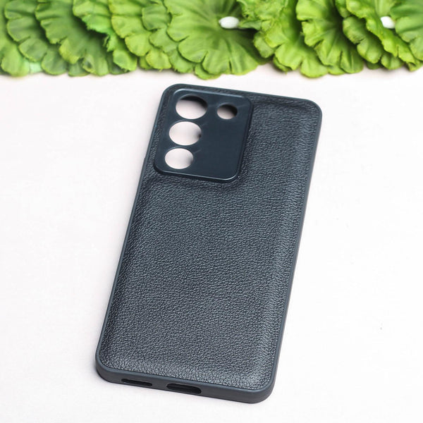 Raised Edges Black Leather Case for Vivo Y200