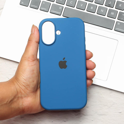 Blue Original Silicone case for Apple iphone 16 Plus