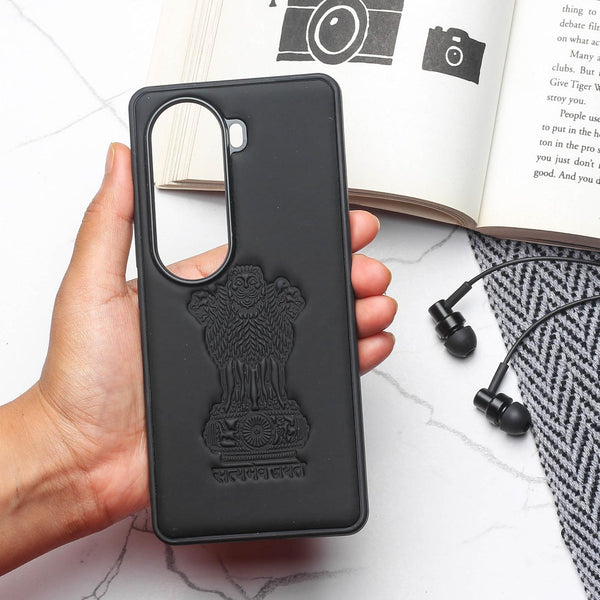 Ashoka Black Leather Case for Vivo V40e