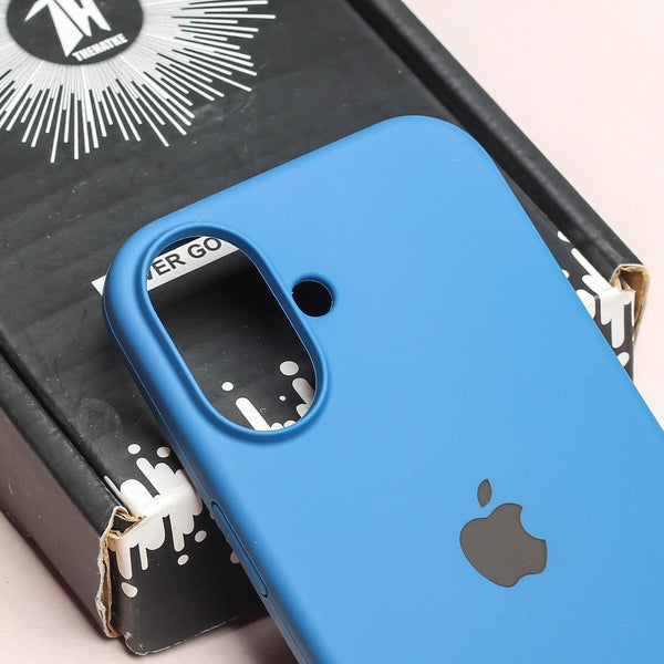 Blue Original Silicone case for Apple iphone 16