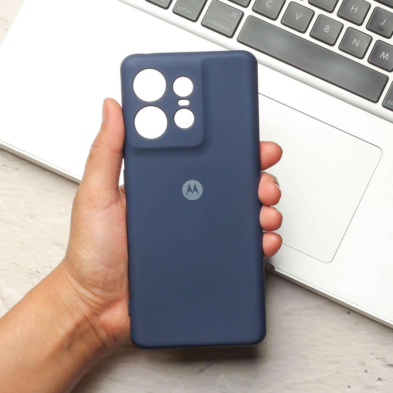 Dark Blue Camera Original Silicone case for Motorola Edge 50 Pro