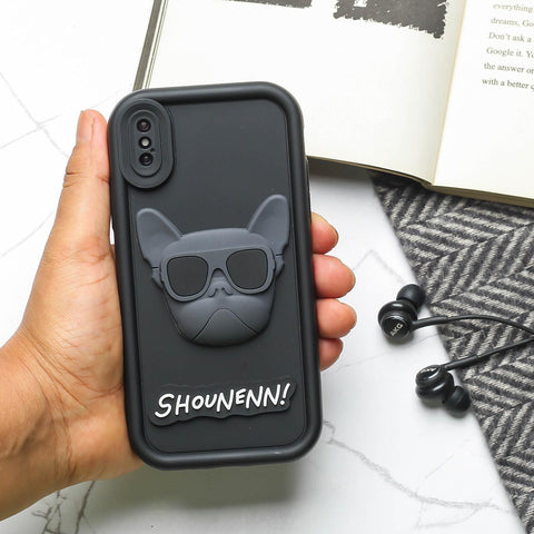 Black SHOUNENN BULLDOG Silicone case for Apple iphone X/Xs