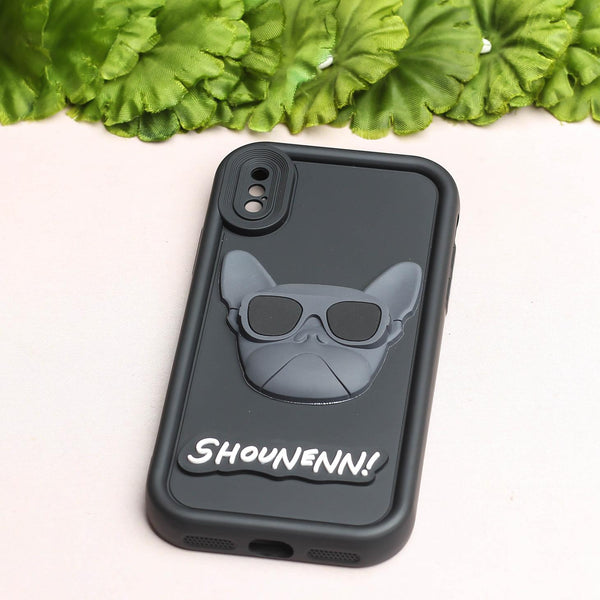 Black SHOUNENN BULLDOG Silicone case for Apple iphone X/Xs