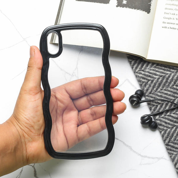 Black Zig Zag Frame  Silicon Case for Apple Iphone Xs Max