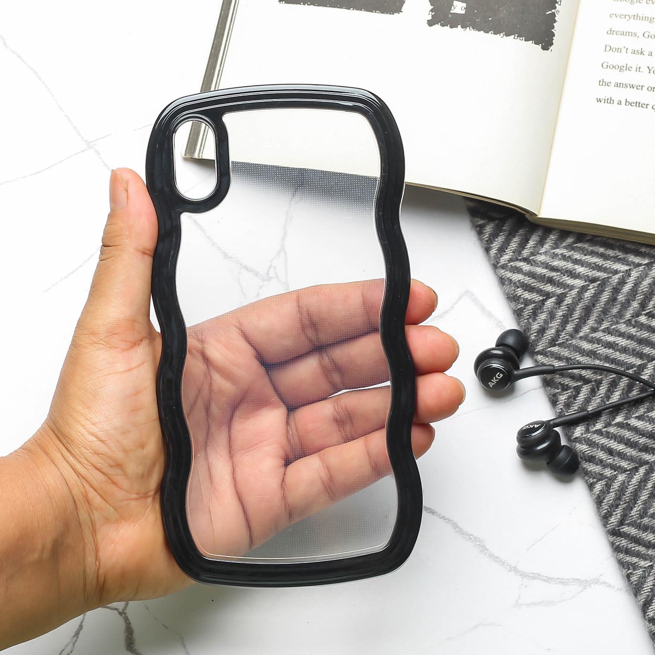 Black Zig Zag Frame Silicon Case for Apple Iphone Xr