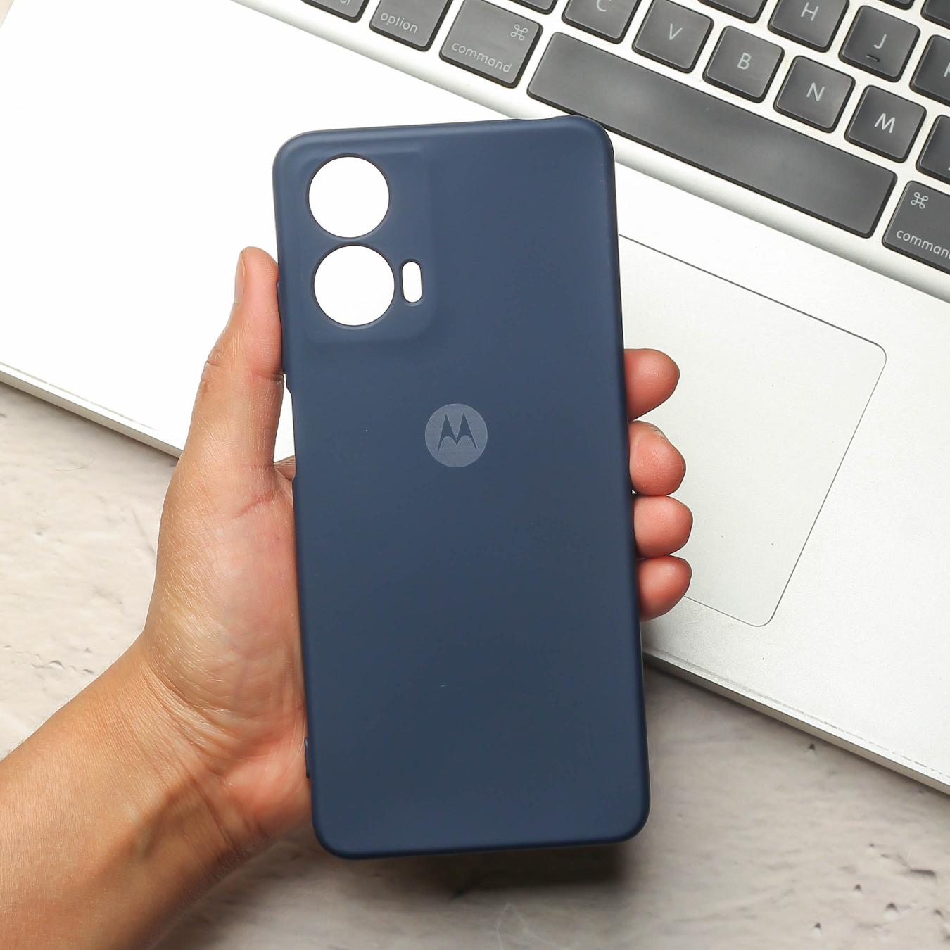 Dark Blue Camera Original Silicone case for Motorola Edge 50 Fusion