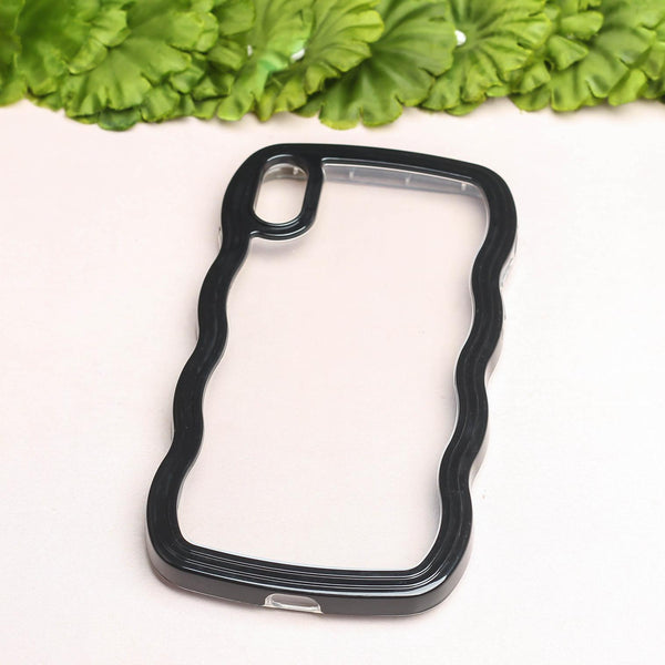 Black Zig Zag Frame  Silicon Case for Apple Iphone Xs Max