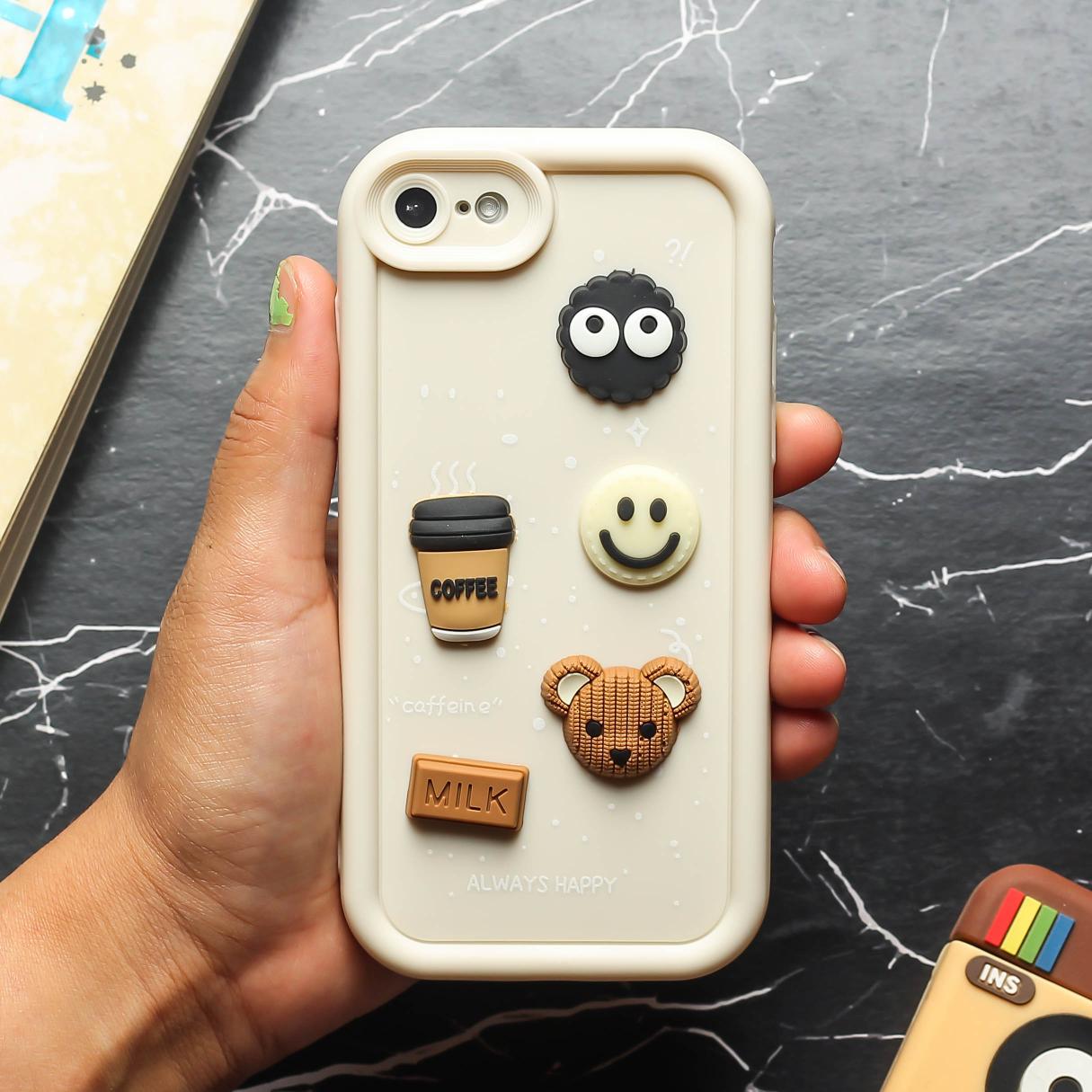 Cream COFFEE (ALWAYS HAPPY) Silicone case for Apple iphone 7