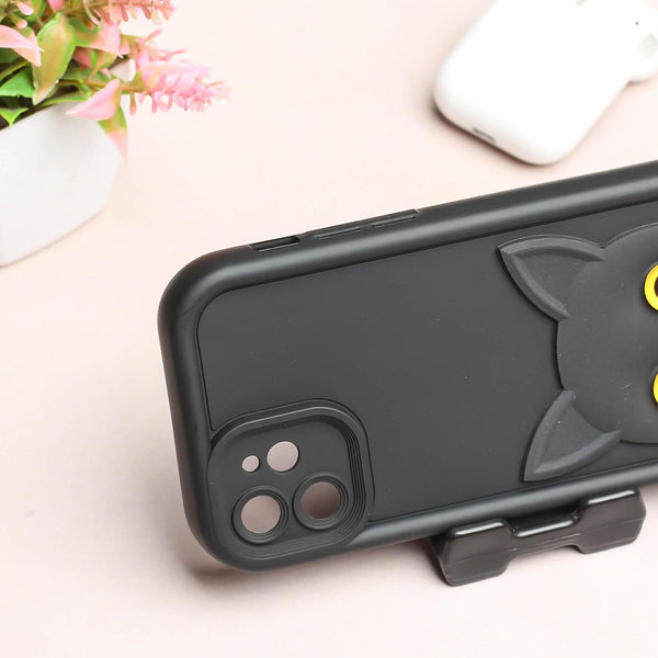 Black Cute Cat Silicone case for Apple iphone 12